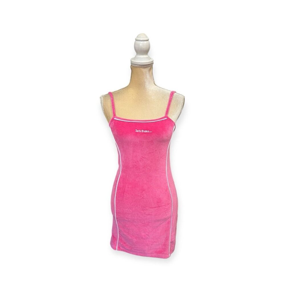 iets frans Pink Velour Mini Dress Size S Small